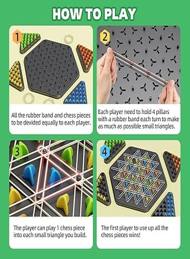 YUGANSHU Triggle games with rubber band Large Size Chain Triangle Chess Game, Triggle Game, Board Games for Family Game Night Family Board Games for Kids and Adults - 2-4 Players - Ages 3 Years and Up - Image 5